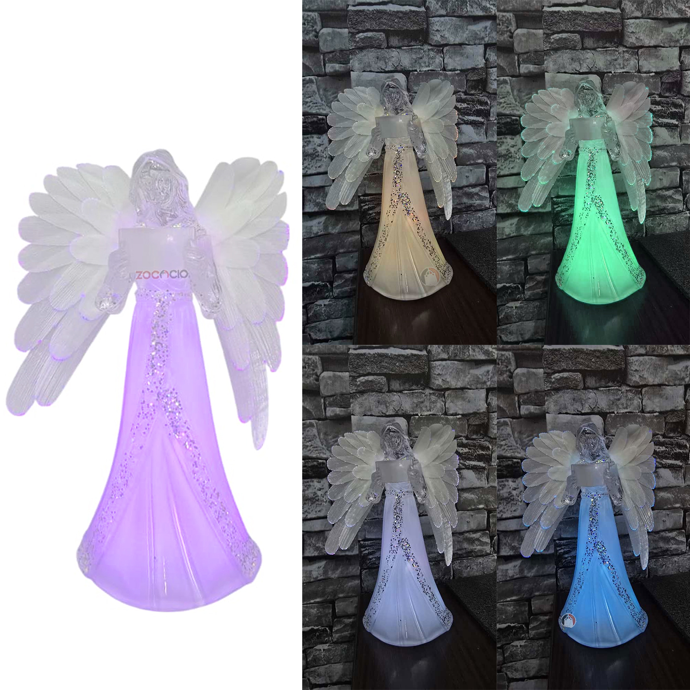 Vista 2 de Movil De Viento Solar Decorativo Luces - DISEÑO: Luna Estrellas